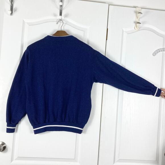 NWOT VINTAGE CHRISTIAN DIOR MONSIEUR Sweater Men M Navy Logo Pocket Cotton-blend - Picture 2 of 9